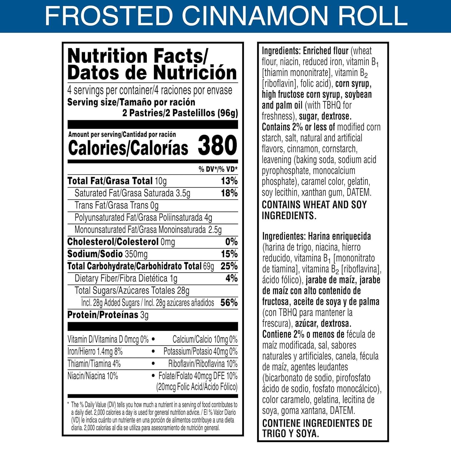 image:imagePopTarts Toaster Pastries Breakfast Foods Kids Snacks Frosted Cinnamon Roll 8 PopTarts135 Ounce Pack of 1
