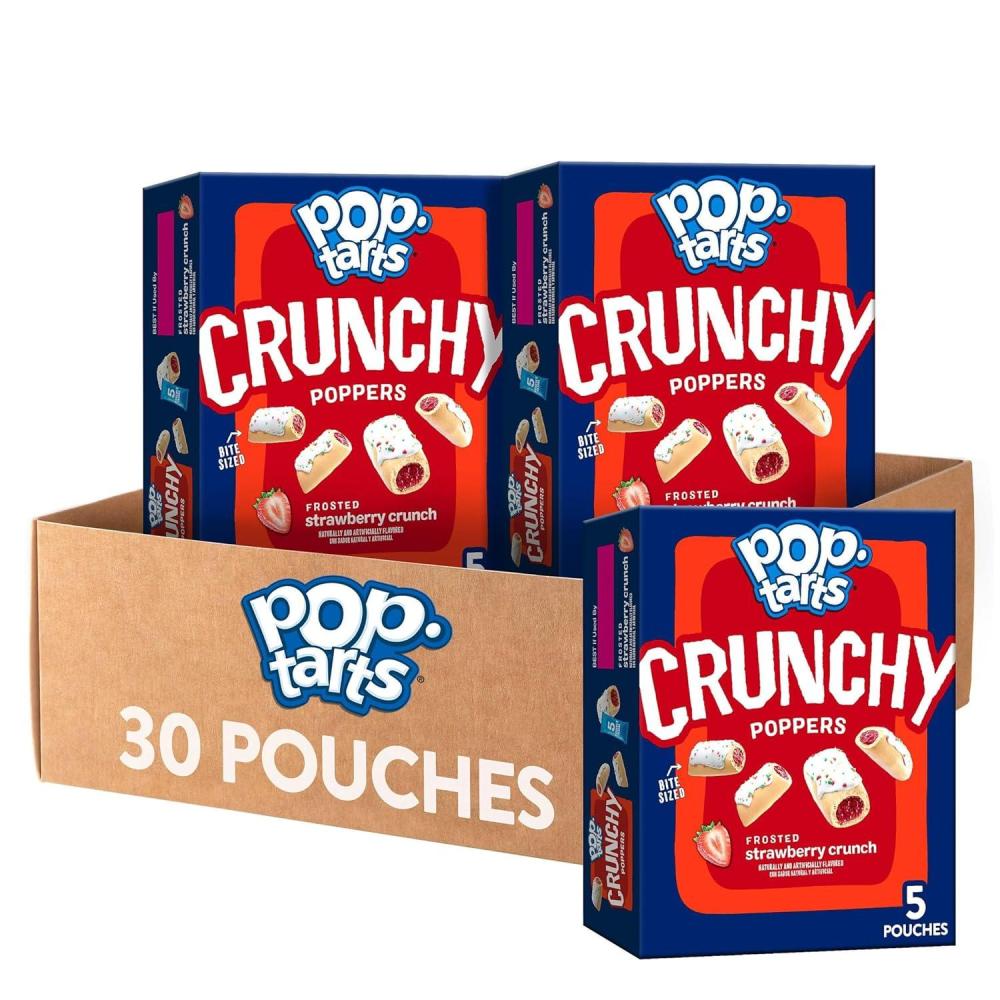 image:imagePopTarts Crunchy Poppers Crunchy Filled Snack Pieces Kids Snacks OntheGo Frosted Brownie Crunch 6 Boxes 30 PouchesFrosted Strawberry Crunch