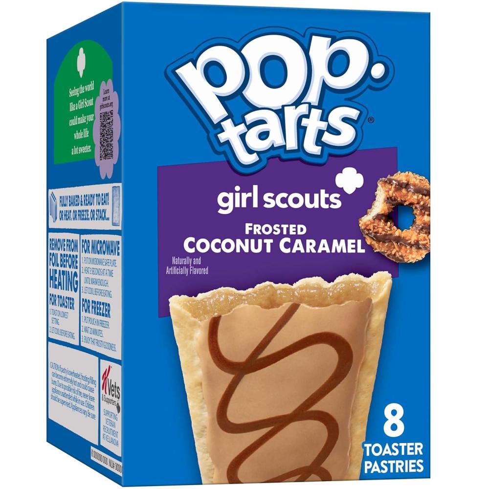 image:imagePopTarts Girl Scout Toaster Pastries Breakfast Foods Kids Snacks Frosted Coconut Caramel 135oz Box 8 PopTarts