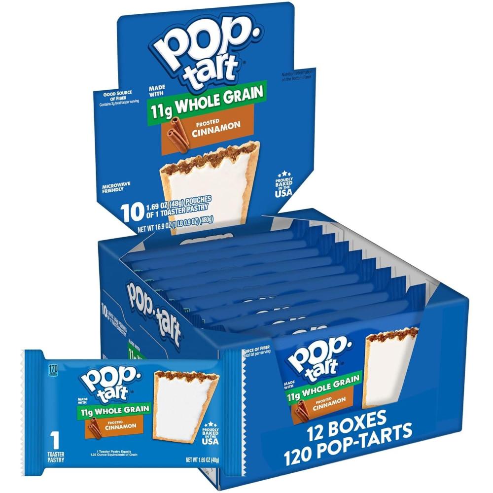 image:imagePopTarts Made with Whole Grain Toaster Pastries Frosted Blueberry 176oz 120 CountFrosted Cinnamon