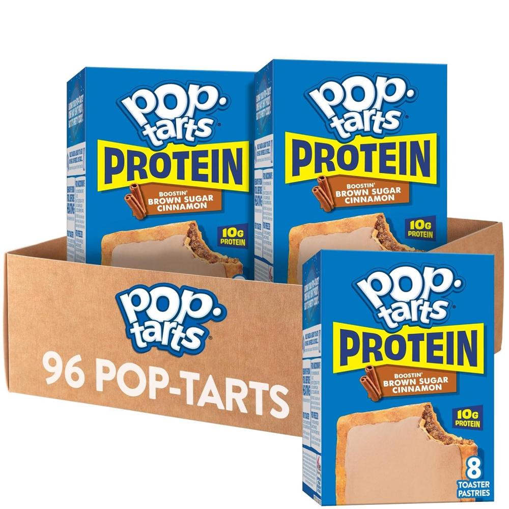 image:imagePopTarts Protein Toaster Pastries 10g Protein Boostin Brown Sugar Cinnamon 96 PopTarts18 Ounce Pack of 96