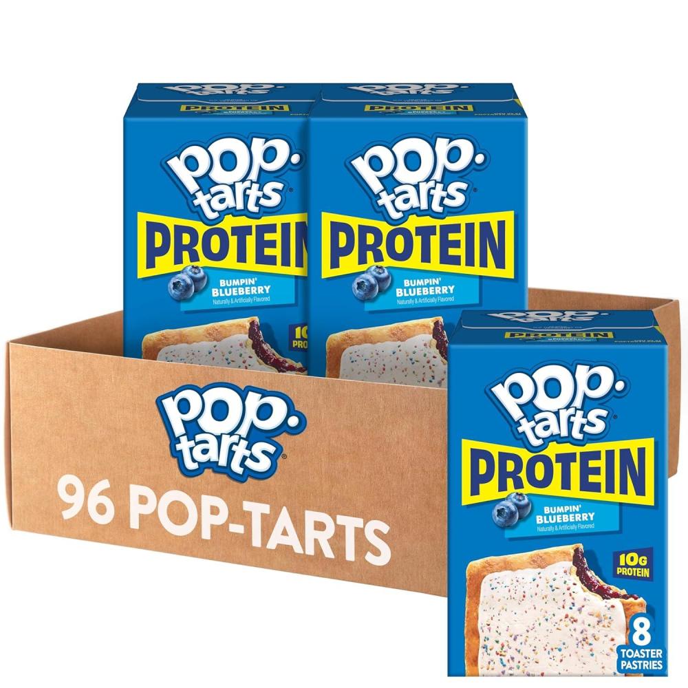 image:imagePopTarts Protein Toaster Pastries 10g Protein Bumpin Blueberry 24 PopTarts18 Ounce Pack of 96