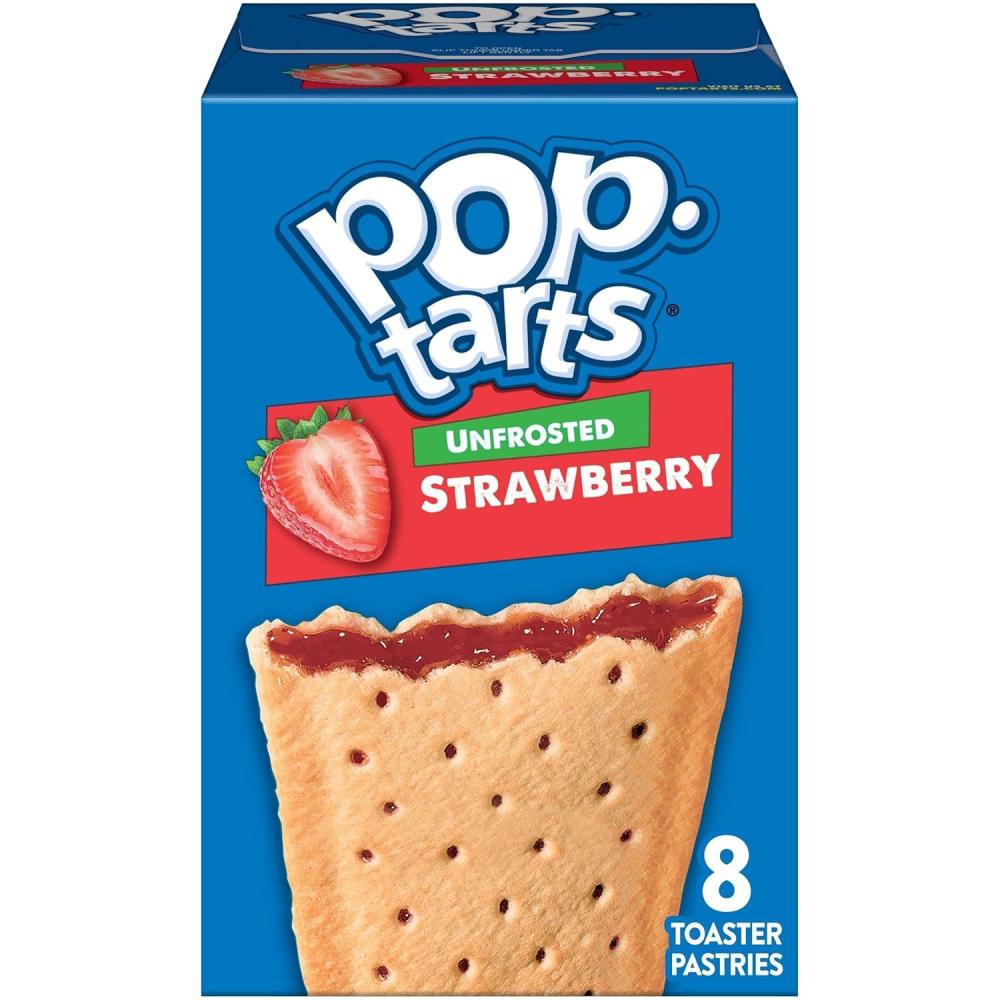image:imagePopTarts Toaster Pastries Breakfast Foods Kids Snacks Unfrosted Strawberry 135oz Box 8 PopTarts