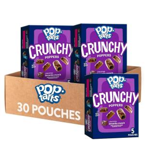 Pop-Tarts Crunchy Poppers Crunchy Filled Snack Pieces, Kids Snacks, On-the-Go, Frosted Brownie Crunch (6 Boxes, 30 Pouches)(Frosted Brownie Crunch)