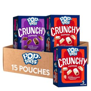 Pop-Tarts Crunchy Poppers Crunchy Filled Snack Pieces, Kids Snacks, On-the-Go, Variety Pack (3 Boxes, 15 Pouches)(Variety)