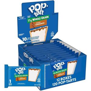 Pop-Tarts Made with Whole Grain, Toaster Pastries, Frosted Blueberry, 1.76oz (120 Count)(Frosted Cinnamon)