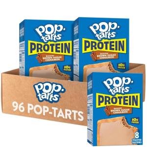 Pop-Tarts Protein Toaster Pastries, 10g Protein, Boostin’ Brown Sugar Cinnamon (96 Pop-Tarts)(1.8 Ounce (Pack of 96))