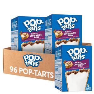 Pop-Tarts Toaster Pastries, Breakfast Foods, Kids Snacks, Frosted Banana Bread (96 Pop-Tarts)(Frosted Cinnamon Roll)