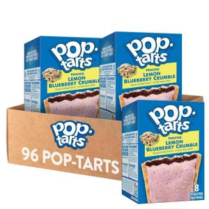 Pop-Tarts Toaster Pastries, Breakfast Foods, Kids Snacks, Frosted Banana Bread (96 Pop-Tarts)(Frosted Lemon Blueberry Crumble)