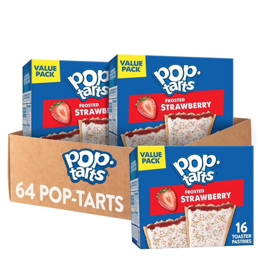 image:imagePopTarts Toaster Pastries Breakfast Foods Kids Snacks Value Pack Frosted Strawberry 64 PopTartsStrawberry