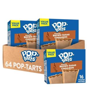 Pop-Tarts Toaster Pastries, Breakfast Foods, Kids Snacks, Value Pack, Frosted Strawberry (64 Pop-Tarts)(Brown Sugar Cinnamon)