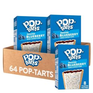 Pop-Tarts Toaster Pastries, Breakfast Foods, Kids Snacks, Value Pack, Frosted Strawberry (64 Pop-Tarts)(Frosted Blueberry)