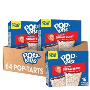 Pop-Tarts Toaster Pastries, Breakfast Foods, Kids Snacks, Value Pack, Frosted Strawberry (64 Pop-Tarts)(Strawberry)