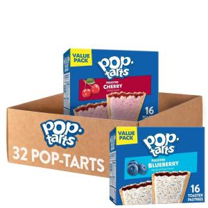 Pop-Tarts Toaster Pastries, Breakfast Foods, Kids Snacks, Value Pack, Variety Pack (32 Pop-Tarts)(Cherry/Blueberry)