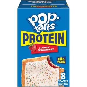 Pop-Tarts Protein Toaster Pastries, 10g Protein, Slammin’ Strawberry, 14.3oz Box (8 Pop-Tarts)